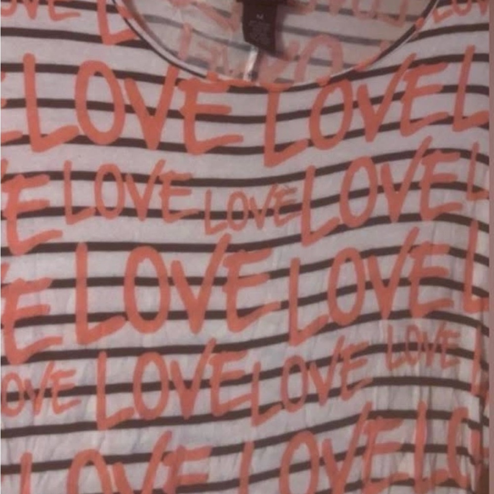 Rue21 Love Print Tee - Orange and White